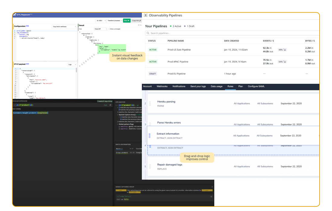 Competitive landscape, how similar products handle log pipeline management