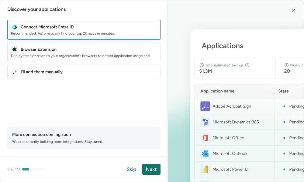 Onboarding step 1: Discover your applications